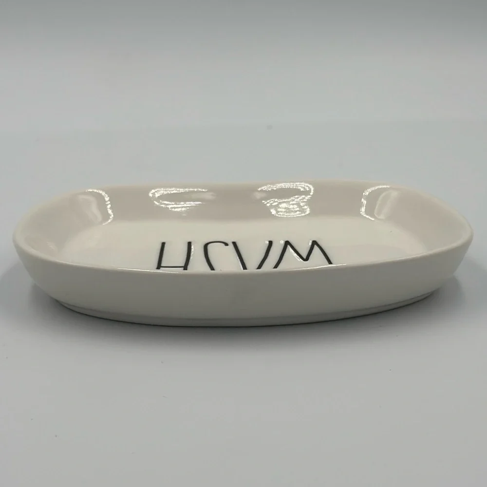 Rae Dunn “WASH” Soap Dish Holder White & Black